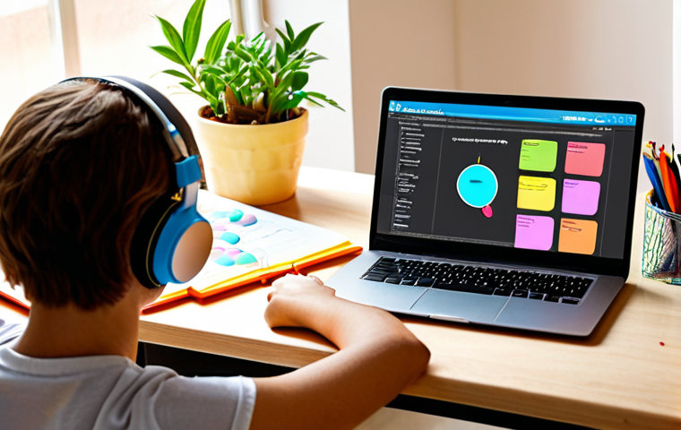 Personalized Learning Environment**
A bright, organized workspace with a person studying. The desk includes a laptop displaying a mind map, colorful sticky notes, a Pomodoro timer, and a plant. The person is smiling and engaged, highlighting the positive and personalized nature of their study setup. Add elements to show visual, auditory, and kinesthetic learning, such as a book with diagrams, headphones, and a stress ball. Focus on warm, inviting colors and natural light.
**