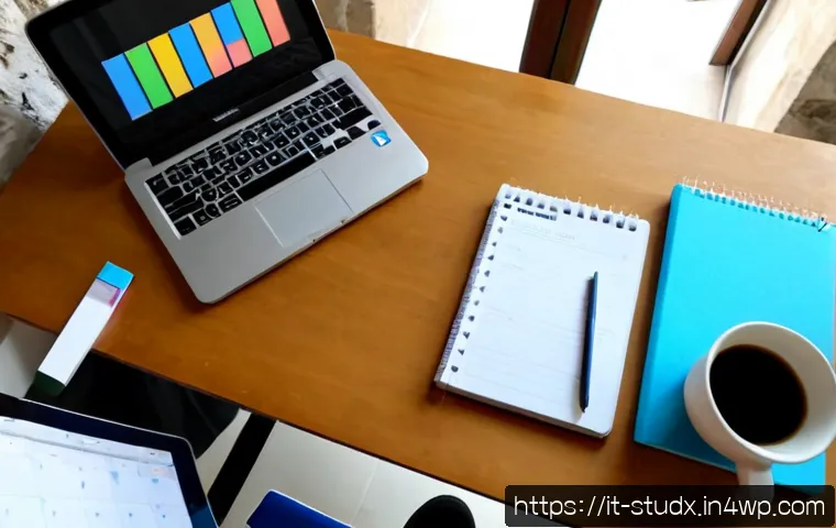 효율적인 학습 진도 추적을 위한 팁 - Photorealistic overhead view of an Italian university student at a tidy wooden desk, using a blank w...